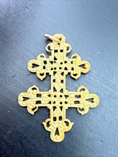 Ancien Pendentif Médaille Plaquer Or Breloque Art Déco nouveau croix
