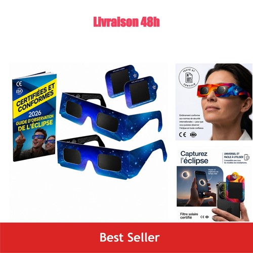 Lunettes eclipse solaire 2026 - lunettes,