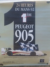 Poster Grande Affiche  24 Heures Du Mans 1992 Peugeot 905 Vintage