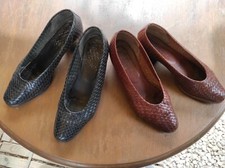 CHAUSSURES T.39 FEMME TALON 5 ET 6cm MARRON ET BLEU CUIR fait main en Brésil TBE