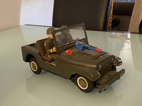 Jouet ancien tôle jeep - ancien,