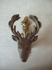 Belle patère tête de cerf en laiton 10 cm déco hall entrée porte manteau