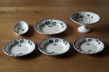 Lot 6 dinettes ancienne faience blanche fleur bleuet HBCM Choisy Creil Montereau