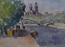 Albert Lepreux (1868-1959) (40) - aquarelle - Paris (passerelle Debilly)