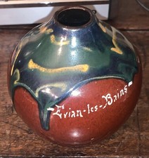 Paul Jacquet vase boule à coulures en céramique Evian les bains