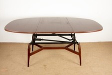 Table haute et basse Danoise, teck et bois laqué marron, modèle Smørrebrød 1960.