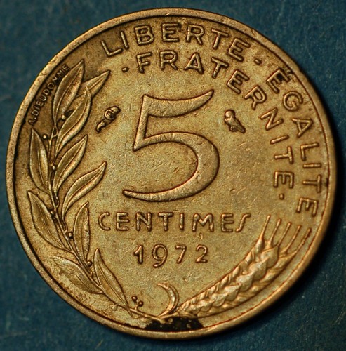 France centimes 1972 - 5, km#
