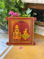 Antique en Bois Métal Ajusté Mural Décor Fenêtre Panneau Original Fin à Main