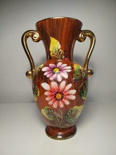 Vase en céramique  HUBERT BEQUET QUAREGNON Belgique motif floral Relief