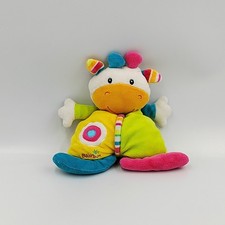 Doudou semi plat vache jaune vert bleu rose spirale BABYSUN - 20540
