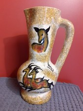 Pichet céramique signé Jacqueline GELB, décor Lascaux (9 photos) - 509E