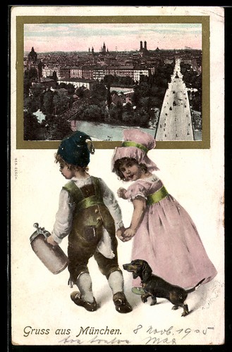 Carte postale gaufrée munich - gaufrée,