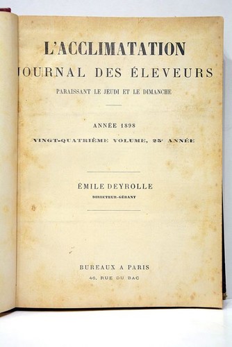 Deyrolle acclimatation 1898 - deyrolle,