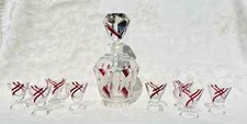 BOHEME KARL PALDA SET FLAT TUMBLER GLASSES SERVICE VERRE CRISTAL TAILLE ART DECO