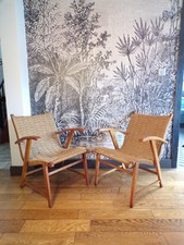 BAS VAN PELT-PAIRE FAUTEUIL-CORDE-DESIGN 40-50-MODERNISTE-DLG VROOMEN & DREESMAN