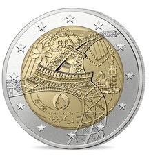 2 Euros Commémorative France 2024 Paris 2024 ''Tour Eiffel'' UNC