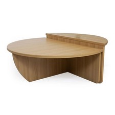 Lot de 2 Tables Basses Design "Armango" 90cm Chêne Clair