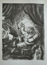 EDY LEGRAND ( 1892 - 1970 ) LE FUMEUR LITHOGRAPHIE DE 1930 ART DECO ORIENTALISME