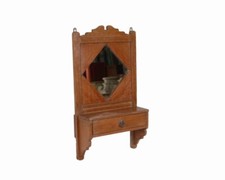 Tablette Mural Ancien Miroir de Barbier Art Deco Piece d'Origine Inde 34x13x62cm