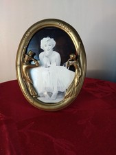 Cadre Ovale Vintage En Bronze H 18cm Largeur 14cm 2 Silhouettes De Dos