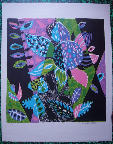 Lithographie fleurs - ,