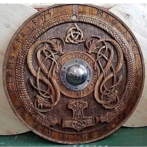 Bouclier viking rond bois - viking,