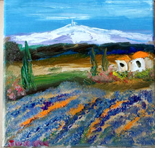 LE MONT VENTOUX PROVENCE PARIS ART  TABLEAU PEINTURE HUILE JUMEAUX JEAN PIERRE