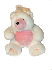 Vintage 1993 Peluche ours blanc rose Mattel Glace Chatouille Blanc 23 cm