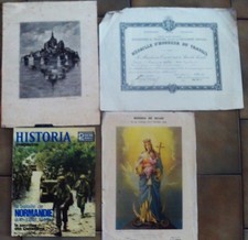 lot 14 vieux papiers actes notaries, revues et journaux ww2,bulletins de 1942