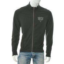 Pull homme Guess col simulé zippé intégral manches longues noir logo...