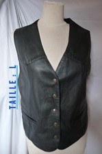 SPENCER-GILET de costume CUIR agneau  noir   taille L