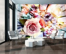 Murale De Mur En Papier Peint Floral Rose Pour Chambre D'Adolescent