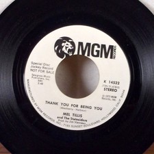 Mel Tillis Thank You For Being You 7" 45 MGM promo WLP dj + sleeve M-