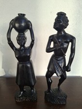 Paire Statuettes Bois Massif