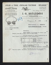 EXCIDEUIL (24) ATELIER de FORGE , D'OUTILLAGE ELECTRIQUE "J.R. BREGEGERE" en1950