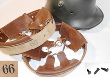 Coiffe intérieure cuir vieilli couleur brun casque Allemand M16 + rivet WWI t.66