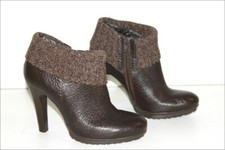 MINELLI  Bottines Boots à Revers Laine Cuir Grainé Marron T 35 ETAT NEUF 