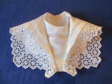 Col N°9 plastron jabot ancien dentelles broderies coton blanc cassé
