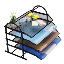 en métal 4 compartiments noir. Bac à courrier pour documents A4, design en ma...