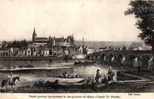 CPA 45 - GIEN (Loiret) - Vieille Gravure représentant la Vue Générale de Gien