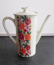 Cafetière Faïence Gien Coralliens Fleurs Orange Et Rouge 