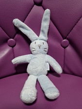 DOUDOU PELUCHE JACADI PARIS PETIT LAPIN BEBE BLEU GRIS 