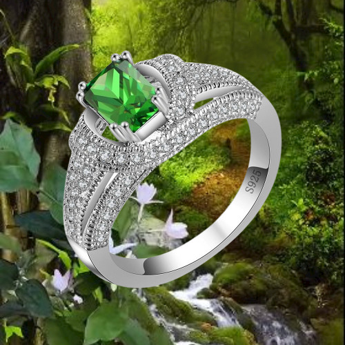 Bague zircon cubique vert - -,