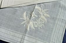 ANCIEN MOUCHOIR pour HOMME XIXe LINON BRODÉ de CHIFFRE au POINT de PLUMETIS