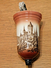 VINTAGE ancien PORCELAINE CHATEAU lampe PORCELAINE lamp SUSPENSION lustre CASTLE