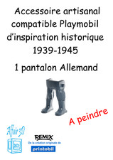 Accessoires custom Playmobil (thème historique 1939-1945) - 1 pantalon Allemand