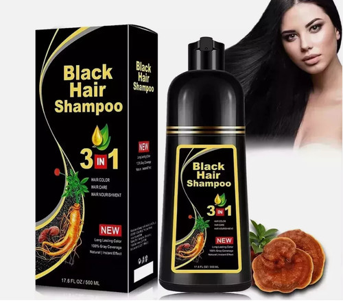 Black hair dye shampoo natural - black,