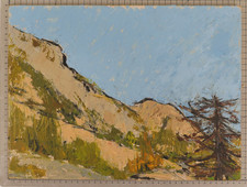 Tableau À L'Huile Sur Table Paysage De La Montagne Piémontaise Peint Alpes B4