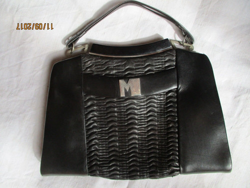 Sac ancien 1930 cuir - ancien, noir