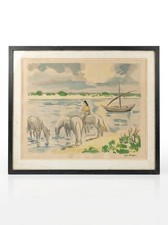 Lithographie "Chevaux de